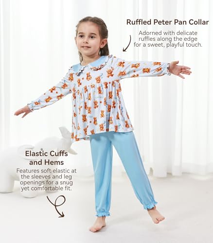 Image of Toddler Girls' Clothes-Viscose from Bamboo, Long Sleeve Ruffle Top with Pant Sets for Kids 2Pcs Fall Outfits 2T-6Y