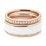 Fossil Anello da Donna in Acciaio Inossidabile, Zirconia Cubica, Misura 9.5