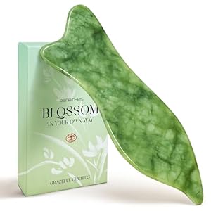 Rena Chris Natural Jade Gua Sha Facial Tools – Acupressure & Gua Sha for Face Massage, Jawline Sculpting, Puffiness Reduction, Skin Care Tool (Green)