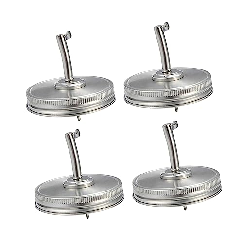 Mikinona 4 Piezas Tapas de Repuesto Inoxidable con Vertedor de Unidades Compatibles con Mason Limpiar