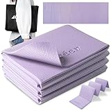 créer(クレエ)【日本国内メーカー】ヨガデビューに最適なヨガマット 折りたたみ 厚め 6mm 持ち運び用バッグ付き 選べる10カラー (ライラック)