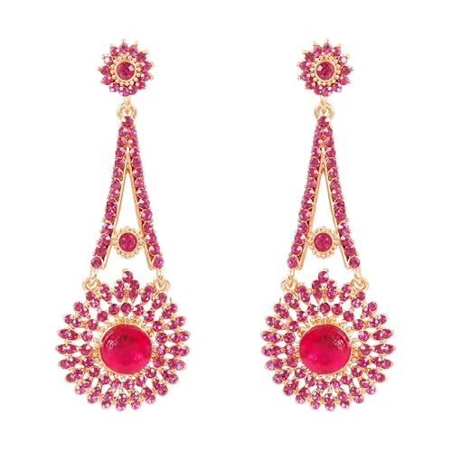 Touchstone Indian Bollywood Majestic Touch Rhinestone Victorian Theme Wedding or Evening Long Bridal Chandelier Designer Jewelry Earrings For Women.