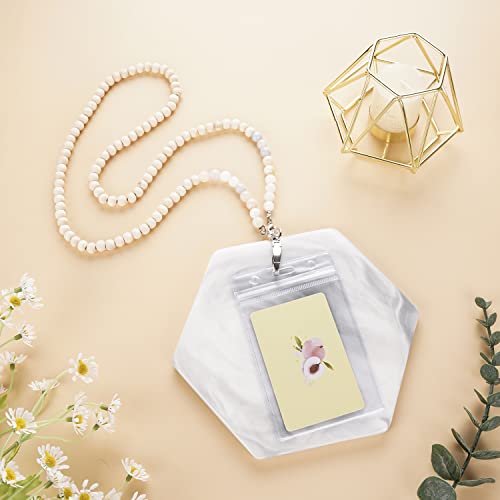 Lanyards For Id Badges,Badge Lanyard Necklace For Women,Beaded Wooden Natural Stone Lanyard For Keys Neck Lanyards For Glasses Chains For Women With 2 Pieces Waterproof Badge Clip #TOP2