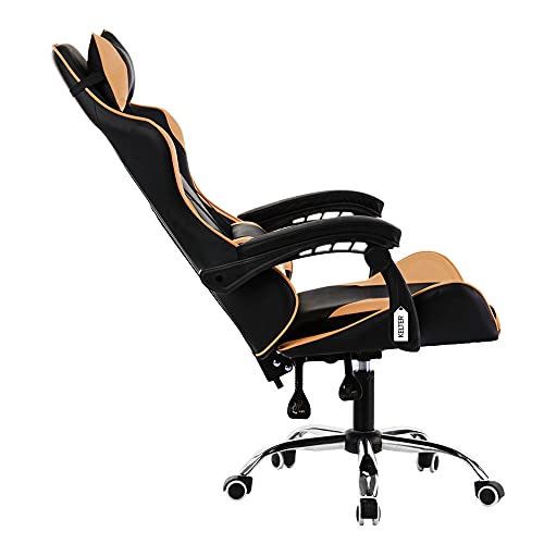 Cadeira gamer reclinável em 70° com ajuste lombar dourada V708