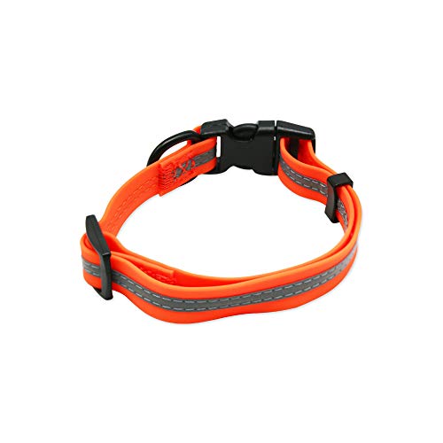 Image of Nimble Reflective Waterproof Dog Collar Adjustable Odor Resistant Easy Clean Pet Collar for Small Medium Large Dogs Night Walking Outdoor Rainy Use (Small (9.45 inch-14.17 inchinches), Orange)