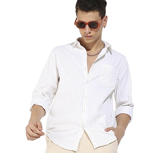 Image of CAHOOT Men's Button Up Regular Fit Shirt for Casual Wear | Regular Sleeve | Spread Collar | Button Closure | Shirts Crafted with Comfort Fit for Everyday Wear