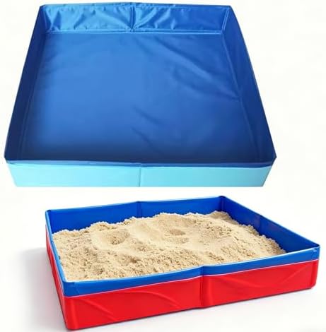 2 Pack Folding Portable Sandbox 20 Inch Square PVC Sand Box Children Outdoor Beach Garden Sand Plate Foldable Puppy Swimming Pool
