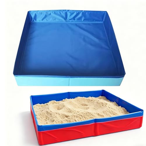 2 Pack Folding Portable Sandbox 20 Inch Square PVC Sand Box Children Outdoor Beach Garden Sand Plate Foldable Puppy Swimming Pool by LipLopBest - Used condition - US$18.99