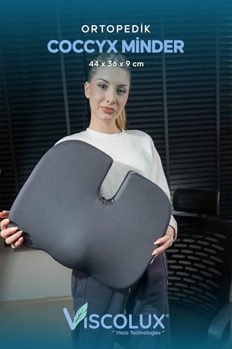 Coccyx Ortopedik Visco Oturma ve Kuyruk Sokumu Minderi, Hemoroid, Füme, 44x36x9,5