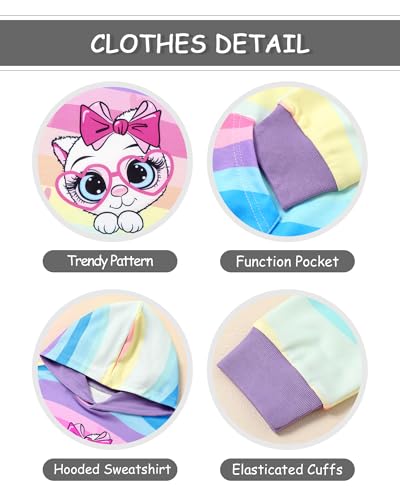 Girls Hoodie Color Block Graphic Print Pullover Long Sleeve Sweatshirt Fall Winter Trendy Hoodies for Teen 4-12 Years3