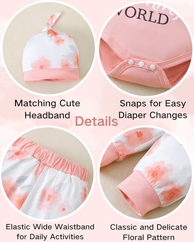 Image of Renotemy Newborn Infant Baby Girl Clothes Summer Outfits Infant Romper Pants Cute Toddler Girl Clothes Gift Set