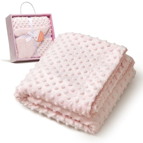 Amazon - Coperta per neonati con fodera in sherpa - Bolle rosa