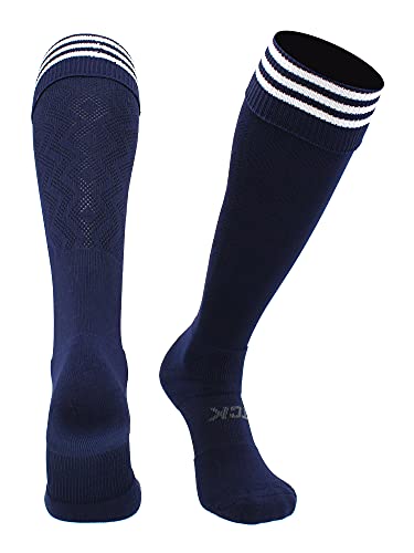 Premier Soccer Socks with Stripes & Fold Down Top - For Men, Women, Boys & Girls