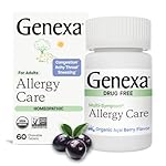 Genexa Allergy Care | Drug Free, Non-Drowsy Allergy & Decongestant Remedy for Adults | Vegan & Non-GMO | Homeopathic Allergy Relief Made Clean | Organic Acai Berry Flavor | 60 Chewable Tablets