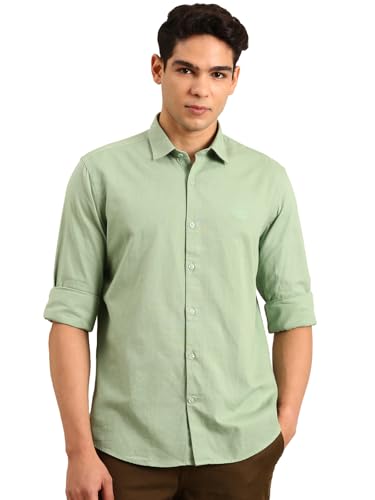 Image of Cavallo by Linen Club Full Sleeve Solid Regular Fit Linen Casual Shirt