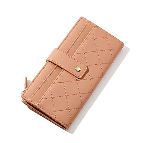 Preisvergleich Produktbild Serious Lamp Bifold Brieftasche Damen Leder Lange Geldbörse Telefon Reißverschluss Handtasche Button Clutch Bag,Rosa