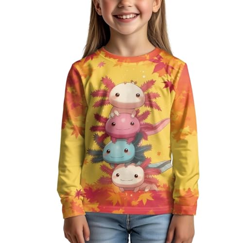 Image of WELLFLYHOM Long Sleeve T-Shirt for Boys Girls 3-16 Years Old Tee Tops Crewneck Pullover Shirts Fall Outfits
