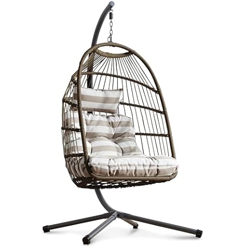 Rattan Hanging Egg Chair with Cushion Cover