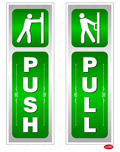 LEPPO Push & Pull Door Sign Self Adhesive Laminated Sticker ...