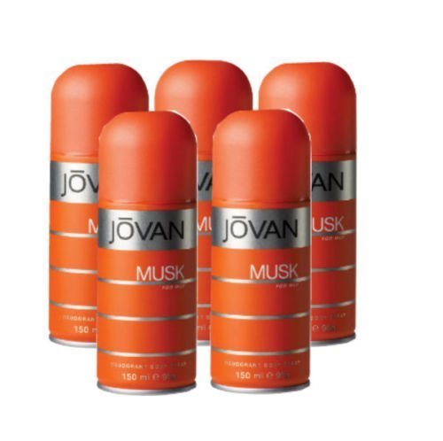 Desodorante corporal em spray Jovan Musk Jovan, 150 mL, Pacote com 5