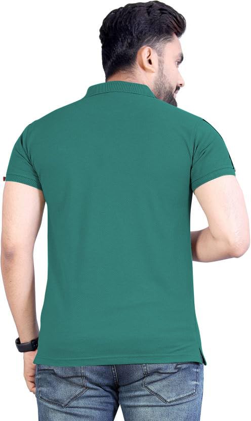 Image of Men's Half Sleeve Soild Casual Regular Fit T-Shirt | Polo Tshirt for Men Green