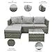 COZYBRITE Garden Corner Sofa Rattan Furniture Set 4 Seater Patio Outdoor Lounge Settee with Glass Coffee Table All-weather SFS066 (Mix Grey Rattan+Grey Cushion)