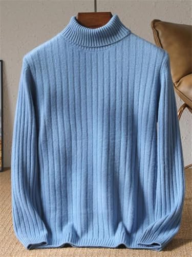 DBFBDTU Mens Wool Knit Pullover Turtleneck Thick Sweater Business Casual Long Sleeve Tops Loose Warm2
