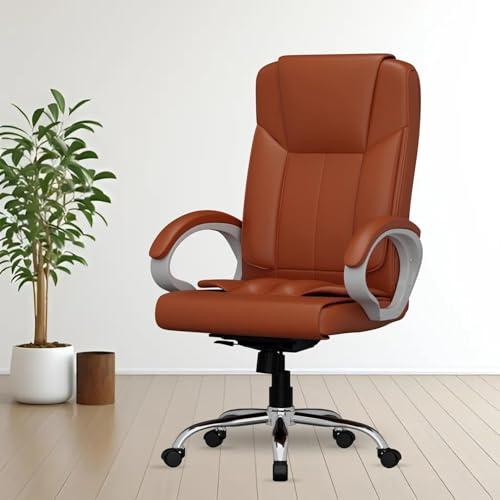 Image of FUGO FG17 Orthopedic Boss Chair with 3 Year Warranty, Leatherette Office Chair, Ergonomic Executive Chair with Spacious Cushioned Seat, Heavy Duty Metal Base, Rocking Function (Tan)