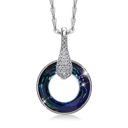 Colliers en argent Sterling 925 avec cristaux bleus précieux