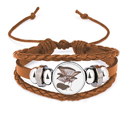 Bracelet en cuir motif champignon pour vos sorties nature