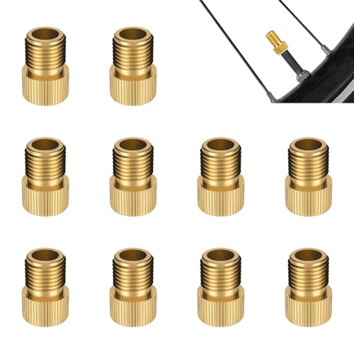 10 Piezas Adaptador Válvula Presta Schrader de Latón, Conversor Válvula Bicicleta, Convertidor de Válvula de Neumático, Accesorio Universal para Convertir Válvula Presta a Schrader, para Bomba Aire