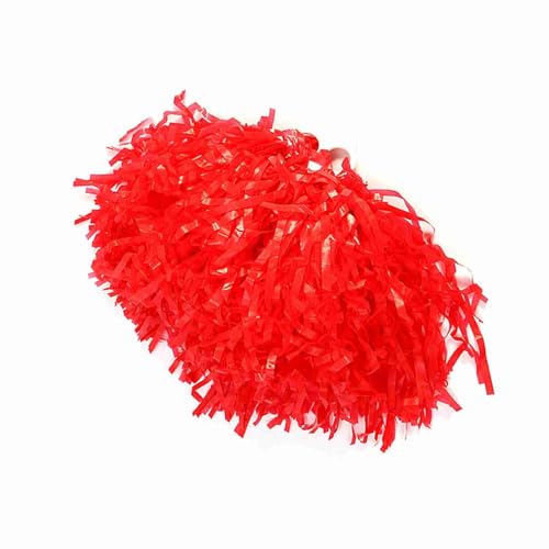 Brrnoo Pompones De Porristas, Pompones De Animación De 8 Colores con, Accesorios Escuadrón De Animación, para Equipo De Baile De Fiesta Deportiva (Rojo)