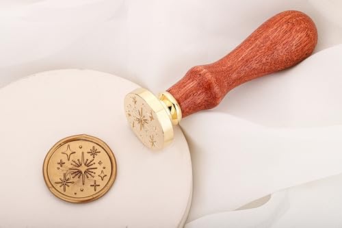 Yoption Star Wax Seal Stamp, Vintage Brass Head Wooden Hilt Sealing Wax Stamp for Birthday Wedding Invitations Gifts Envelopes Wine Packages - Thumbnail 7