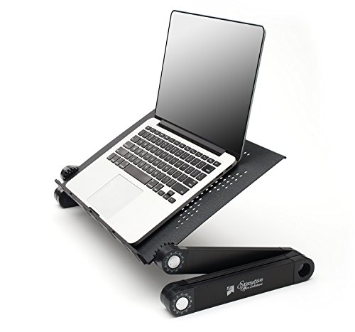 Executive Office Solutions Portable Adjustable Vented Laptop Desk/Stand/Table Notebook MacBook Ergonomic TV Bed Lap Stand Up Sitting with Pad Side Mount - Black (X3) - Thumbnail 2