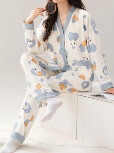 Image of LITZO Womens Korean Night Dress || Pyjama Set ||Korean Nightsuit || Women Nightwear ||Round Neck Half Sleeve Nightsuit || Loungewear || Everyday Nightdress (L-228-233)