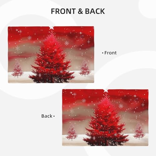 Set de table Noël rouge en imitation lin double couche résistant