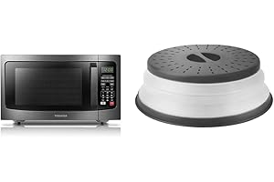 Toshiba EM131A5C-BS Countertop Microwave Oven (1.2 Cu Ft) with Tovolo Vented Collapsible Medium Microwave Cover