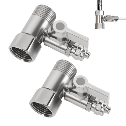 Adaptador de conexión de agua en T, 2 unidades de 3/8 x 3/8 x 1/4 pulgadas, válvula de cierre, adaptador para conectar 2 dispositivos, conexión de agua, distribuidor de manguera de jardín, pieza en T