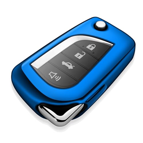 Image of Tukellen for Toyota Key Fob Cover,Special Soft TPU Key Case Cover Protector Compatible with 2018-2024 Camry SE /LE,2020-2025 RAV4 LE,Corolla SE /LE Smart Key-(Blue)
