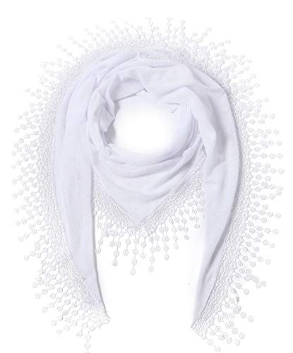 Cindy & Wendy Lightweight Triangle Floral Fashion Lace Fringe Scarf Wrap for Women
