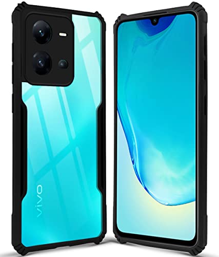 Image of Jkobi Back Cover Case for Vivo V25 5G (Crystal Glass Back | Camera Protection | Shockproof Bumpers | Professional Black)