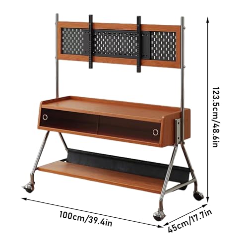 Soporte móvil para TV de madera maciza con ruedas para 32-75 pulg miniatura 2