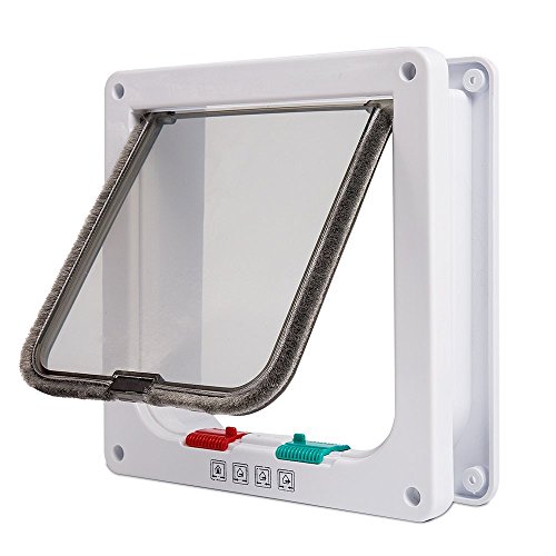 Depets Medium Cat Flap Door with 4 Way Lock (Outer Size 7.5" x 7.8"), Magnetic Pet Door Kit White, Weather-Resistant Cat Door for Cats & Doggy - Image 5