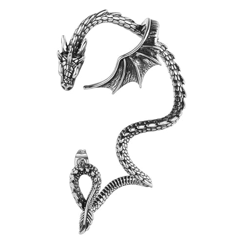 Dragon Cuff Earring, Stainless steel Gold Dragon Earring, Gothic Vintage