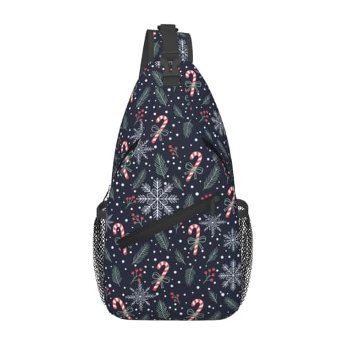 Bolsa tiracolo de Natal para mulheres e homens – Mochila de ombro e ombro de ano novo, presentes de Natal, Padrão de Natal com doces de Natal 16, One Size, Mochilas Sling
