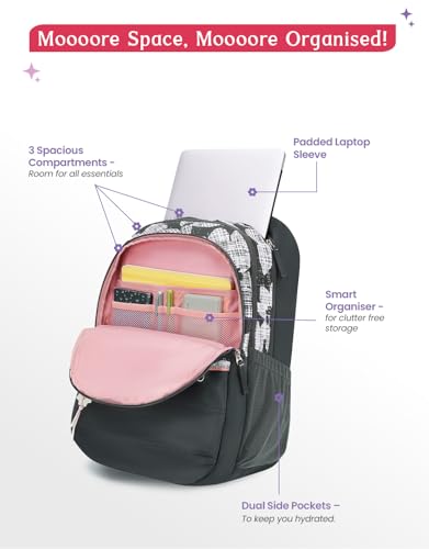 Image of Genie 19 inch Laptop Backpack for Women & Girls | Spacious Office, College & Travel Bag | Water Resistant, Multi-Compartment with Padded Laptop Sleeve