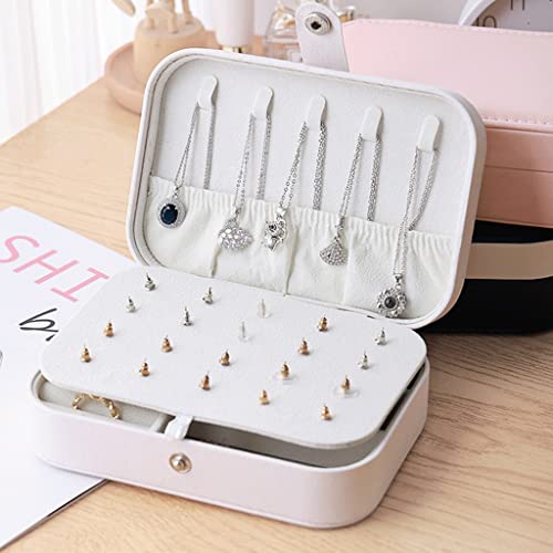 Boîte à bijoux de voyage en cuir PU avec support bagues et boucles