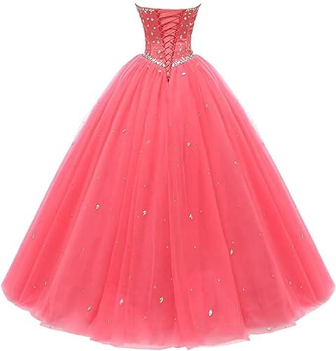 Image of Likedpage Women's Sweetheart Ball Gown Tulle Quinceanera Dresses Prom Dress
