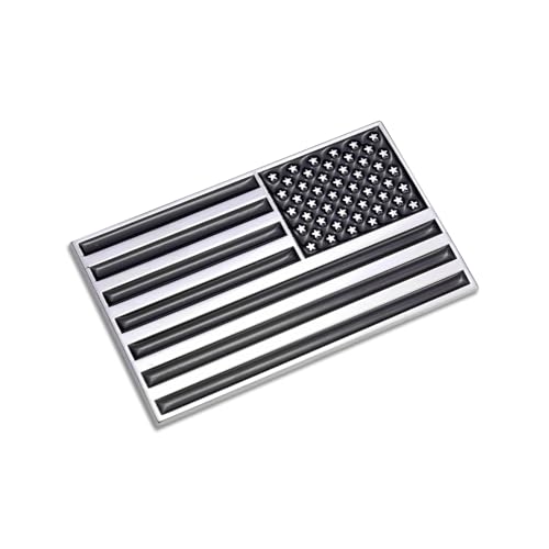 Image of 3D Black American Flag Metal Car Sticker, 3.15 inch x 2 inch USA Flag Decal, Zinc Alloy Emblem for Truck, Car, Vehicles, Motocycle, Boat (Black - Mirrored)
