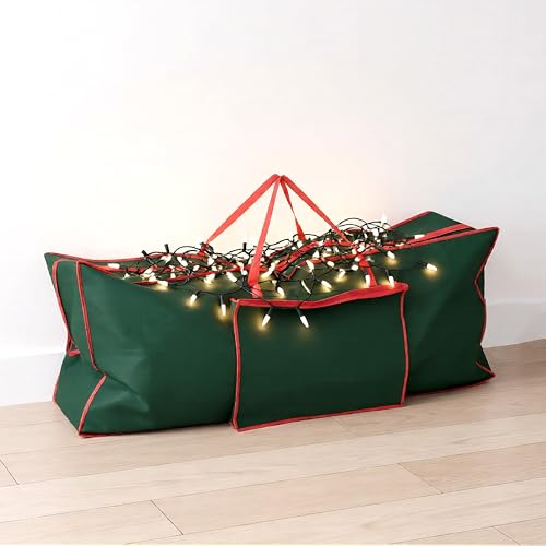 GEEZY Large Christmas Tree Storage Bag 125x30x50cm - Dual Zipper, Side Pocket & Webbing Handles - Artificial Xmas Tree Protection, Organiser for Garlands, Lights, Decorations